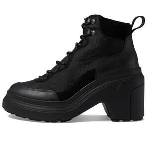 Hunter Discoverer Mid Ankle Lace-Up Chunky Heel Boot Lug Sole Black NEW Size 8